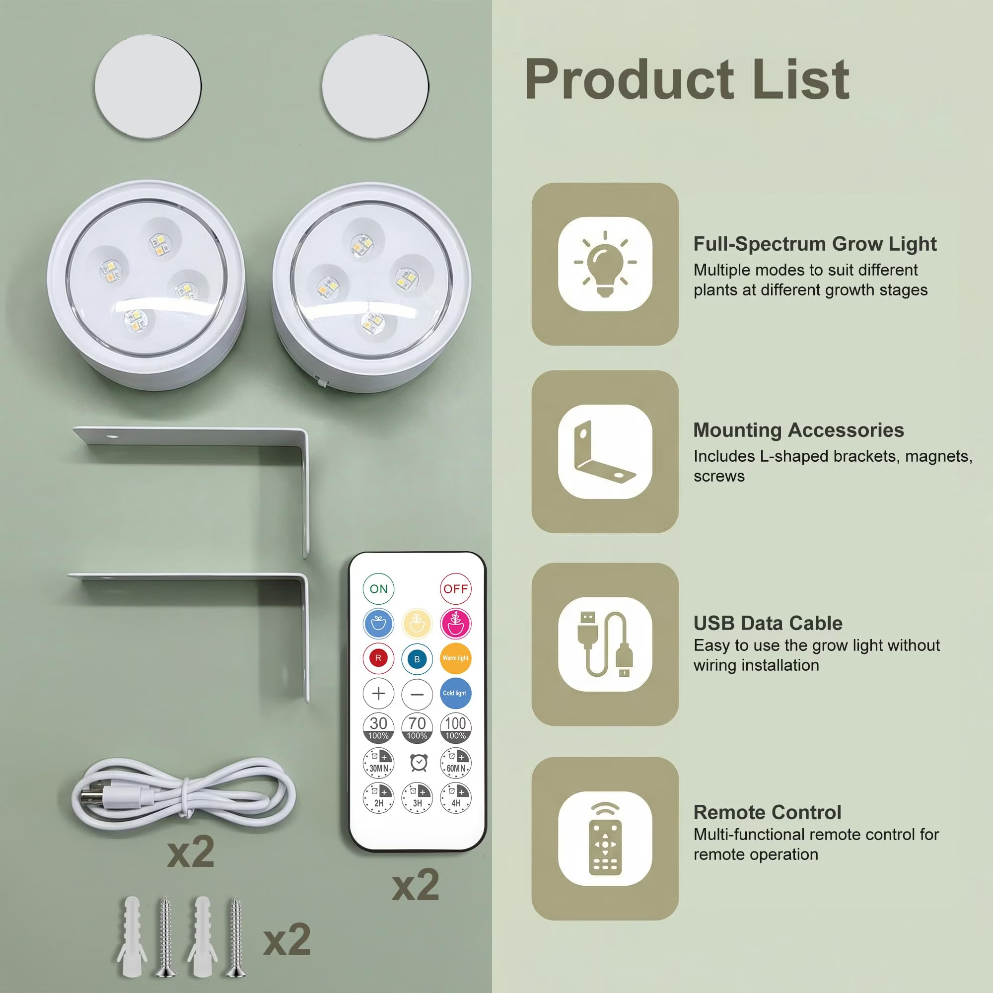 Grow Light for Indoor Plants, Rechargeable Grow Lights for Indoor Plant Full Spectrum, Wireless Plant Growth Lights for Indoor with Timer & Remote, Stepless Dimming