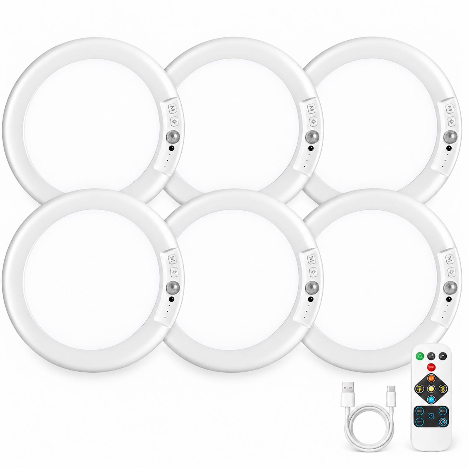 6-Pack Wireless LED Ceiling Light, Rechargeable Ceiling Light whit Motion Sensor Support 3 Color Temp for Storage Room, Garage, Bathroom, Stairs, Doorway