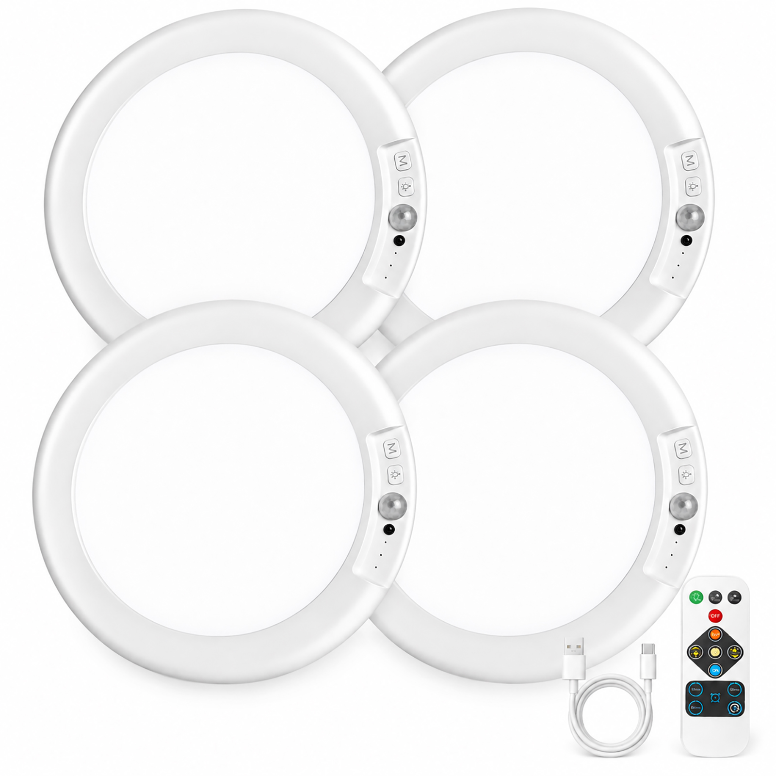 4Pack Wireless LED Ceiling Light, Rechargeable Ceiling Light whit Motion Sensor Support 3 Color Temp for Storage Room, Garage, Bathroom, Stairs, Doorway