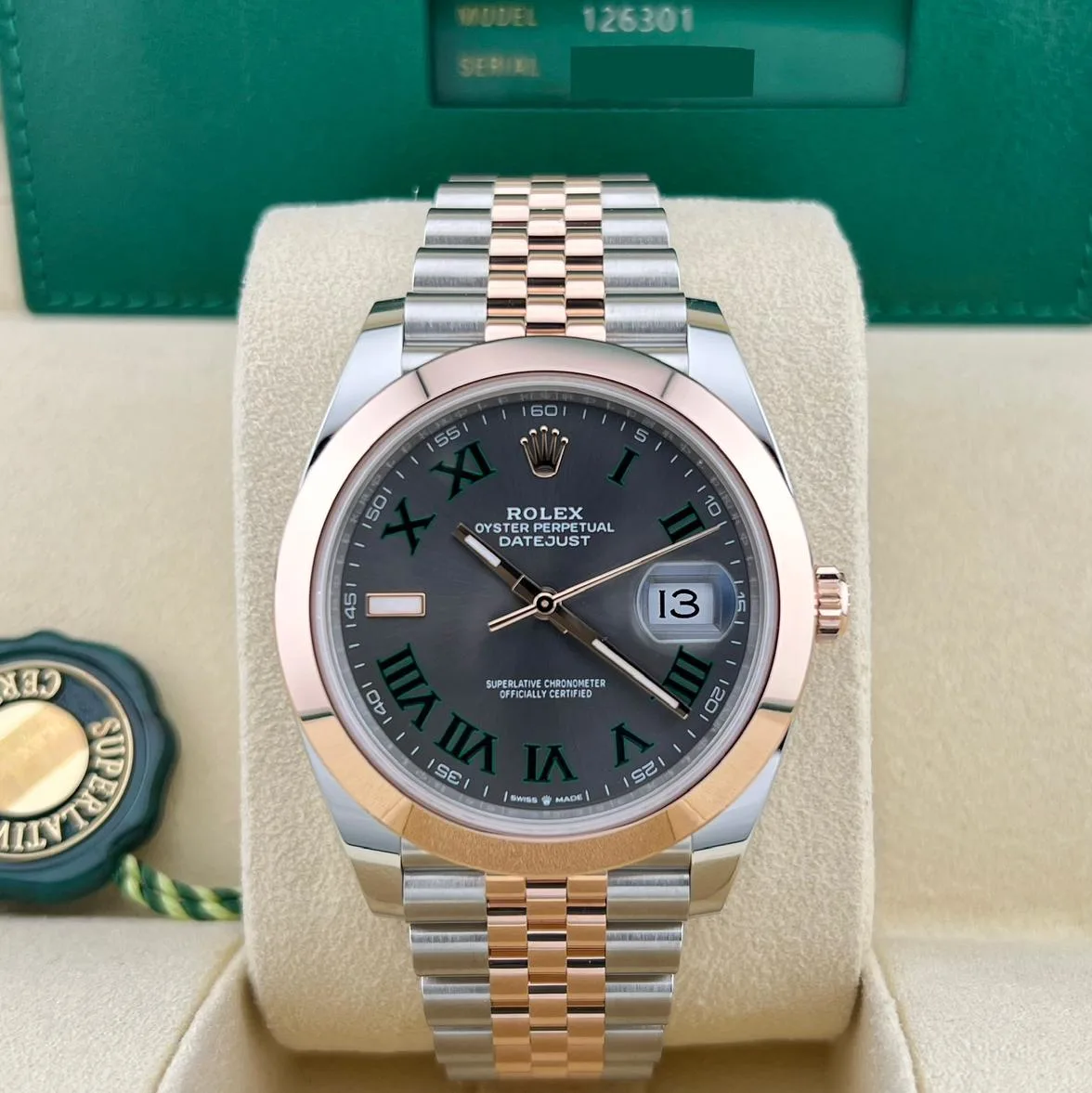 Rolex Datejust 41 mm 126301 Sundust Slate Zifferblatt mit römischen Ziffern, Oyster-Armband