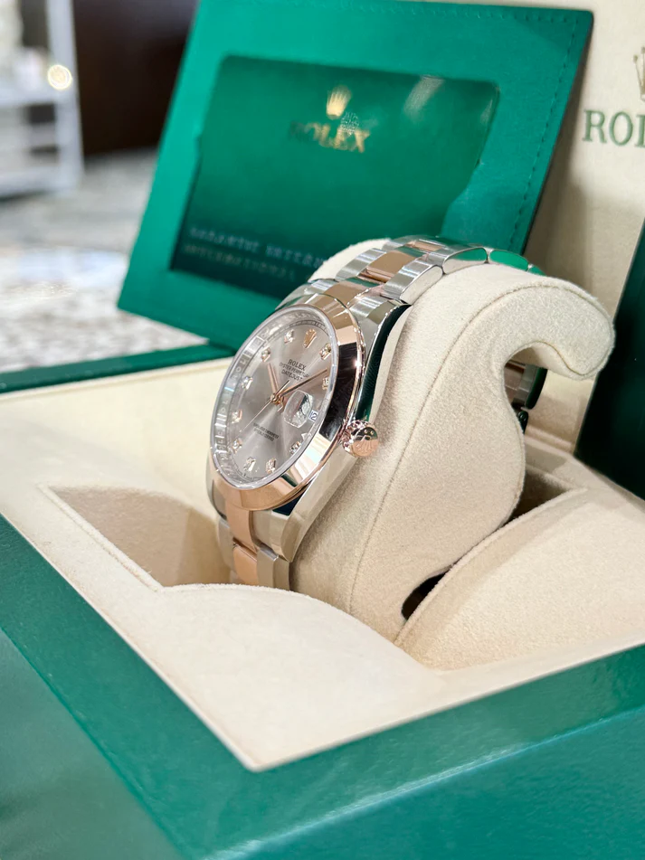 Rolex Datejust 41 mm 126301 Sundust Index Oyster Stahl und Everose Gold Uhr