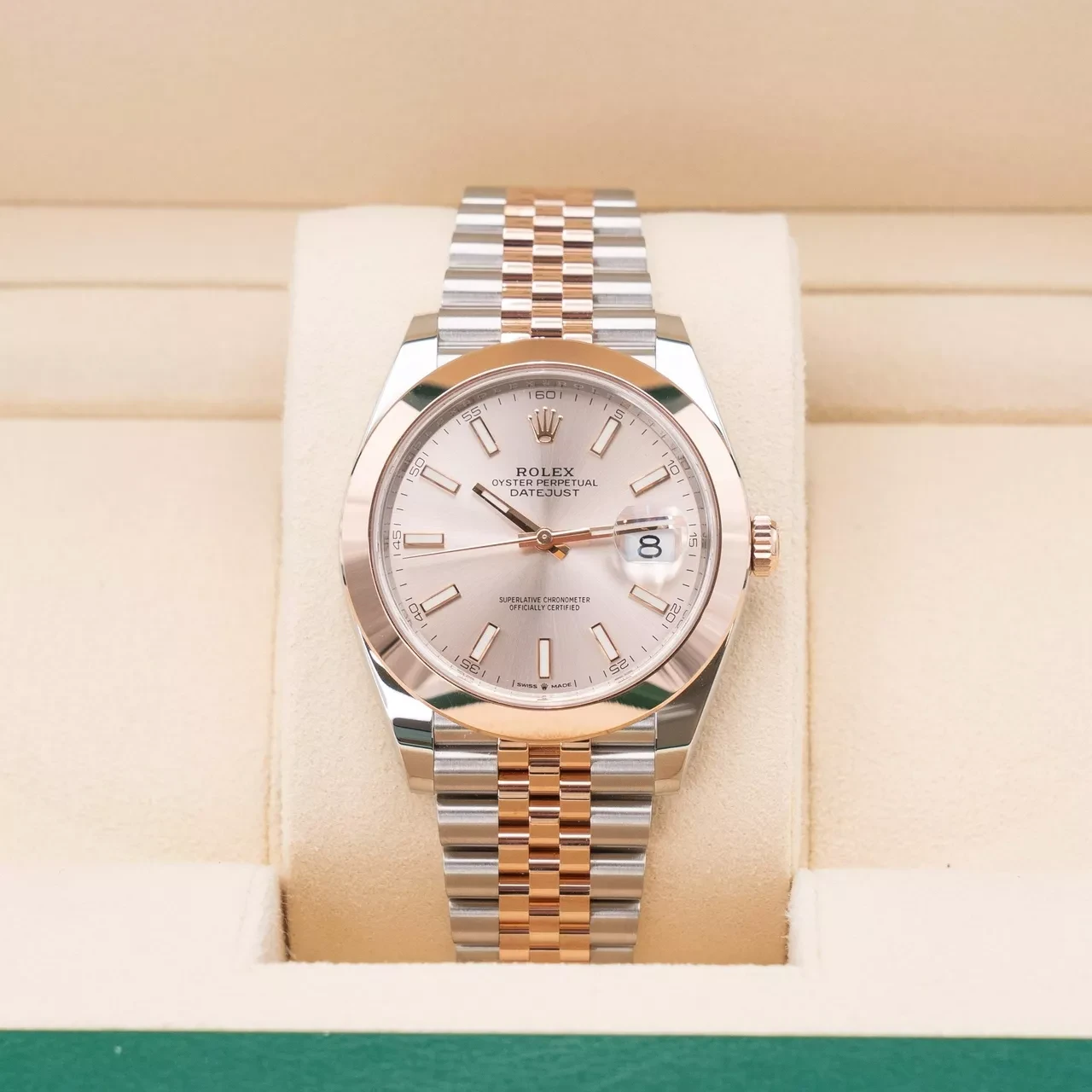 Rolex Datejust 41 mm 126301 Sundust Index Oyster Stahl und Everose Gold Uhr