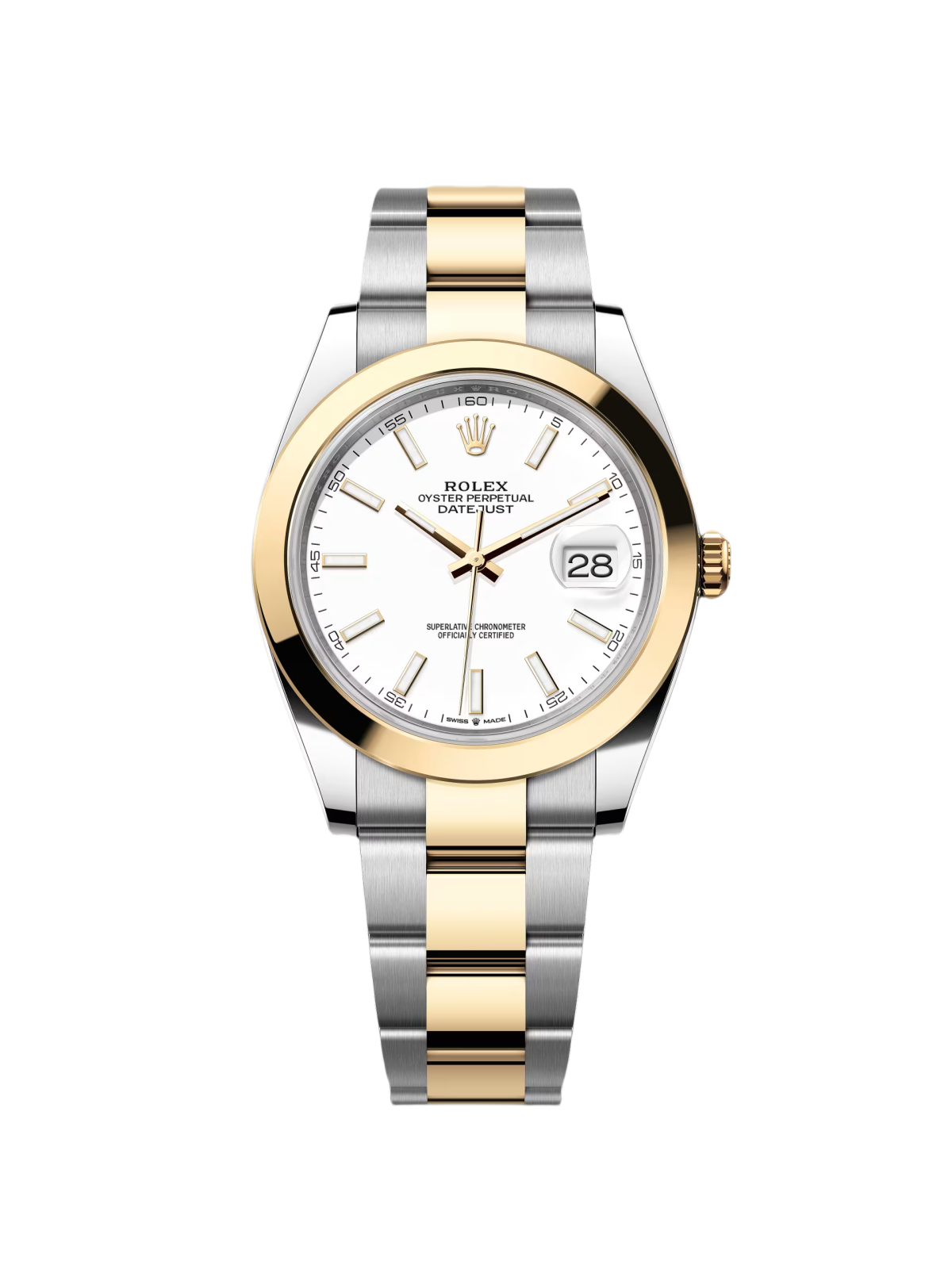 Rolex Datejust 41 mm 126303 White Index Oyster Stahl und Gelbgold Herrenuhr