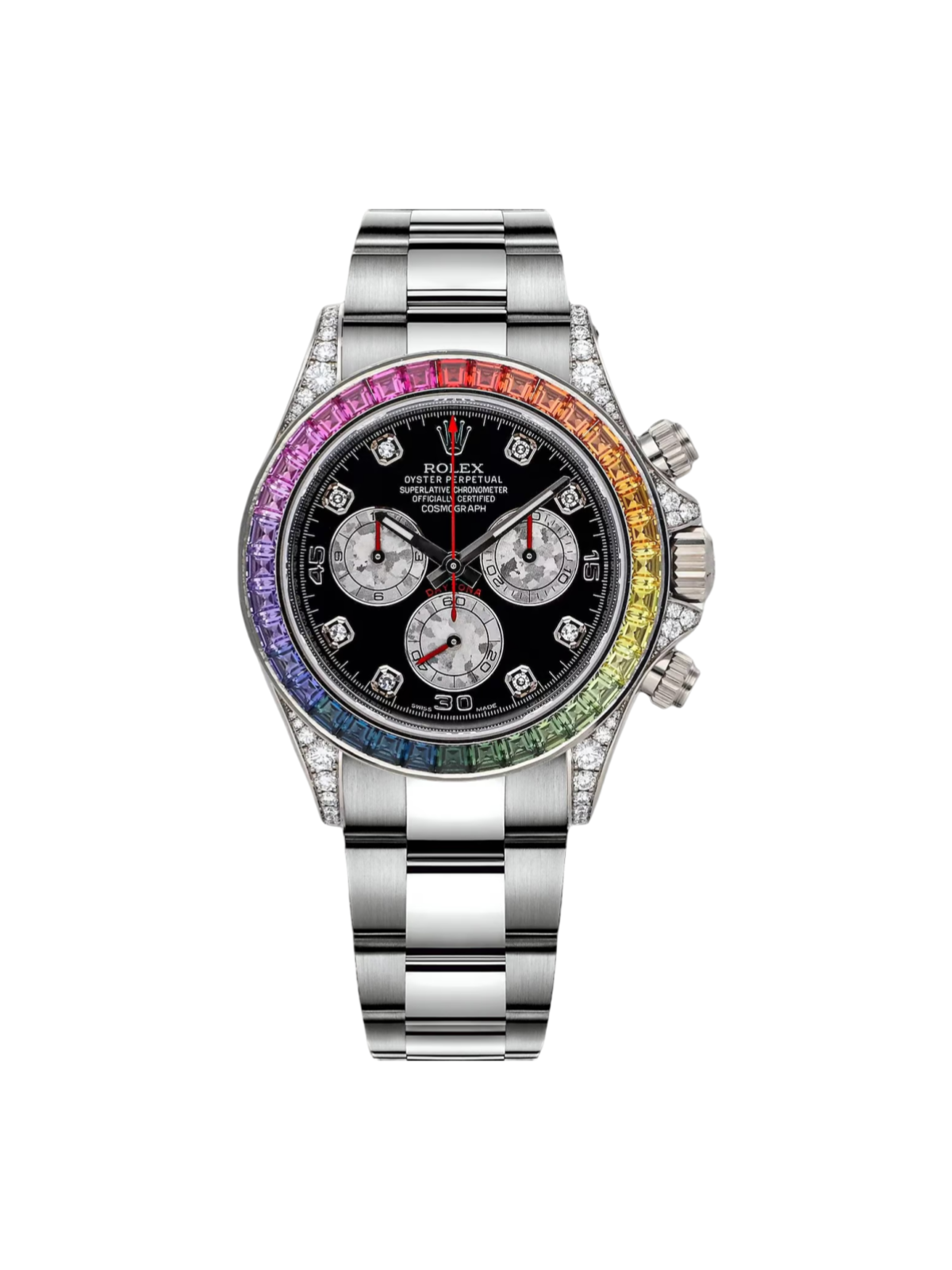 Rolex Daytona Cosmograph Weißgold Regenbogen-Diamanten-Uhr 40 mm 116599RBOW mit Box und Zertifikat