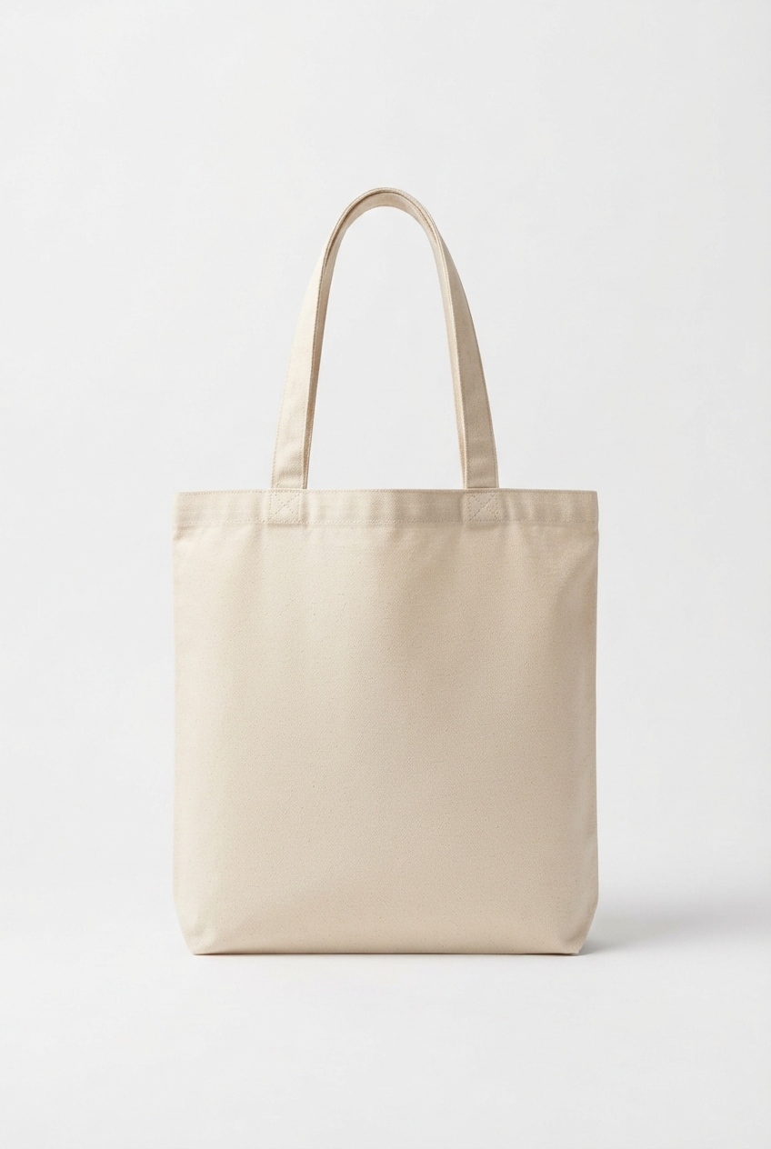 Beige medium canvas tote bag front view
