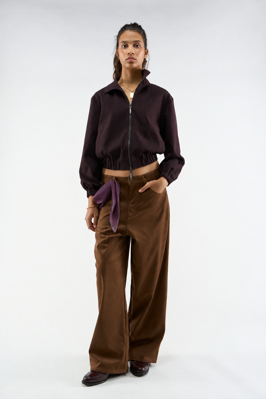 Burgundy Pinstripe Jacket - 2