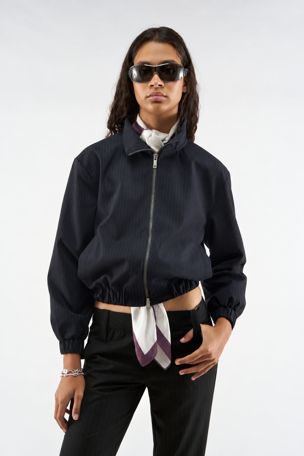Navy Pinstripe Jacket - 1