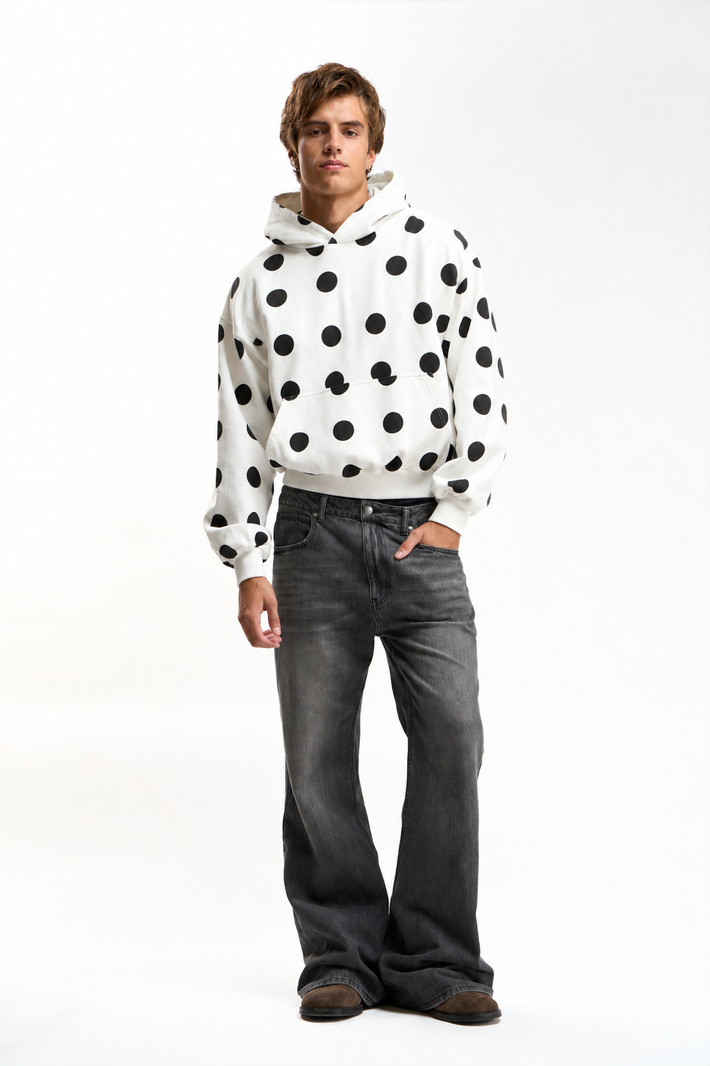 Raw Dots White Hoodie - 2