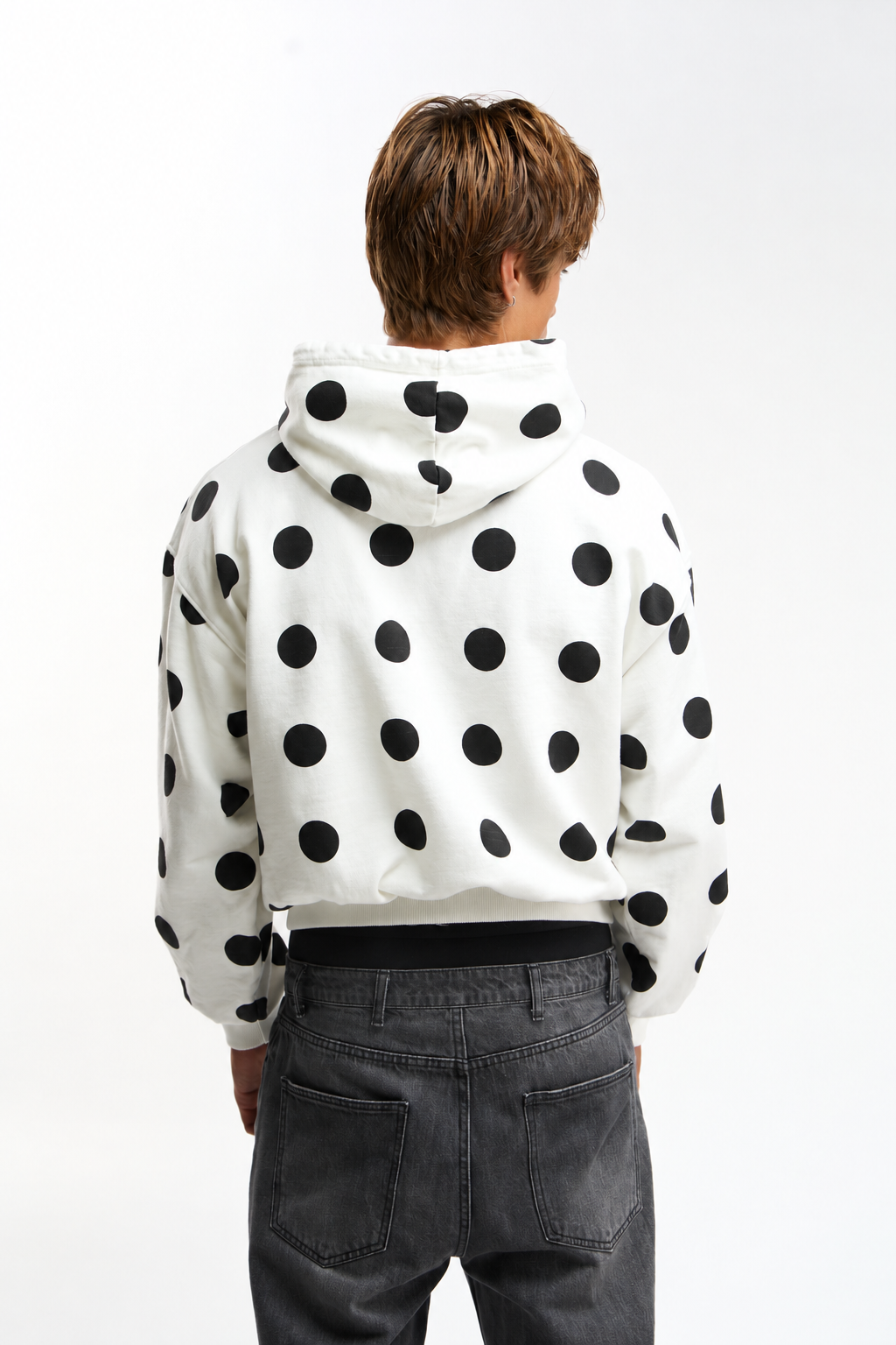 Raw Dots White Hoodie - 3