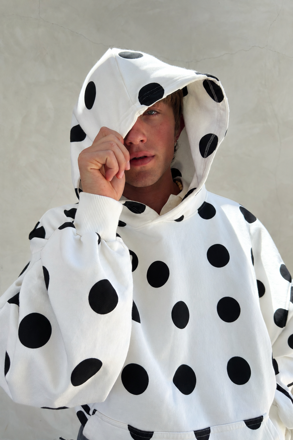 Raw Dots White Hoodie - 4