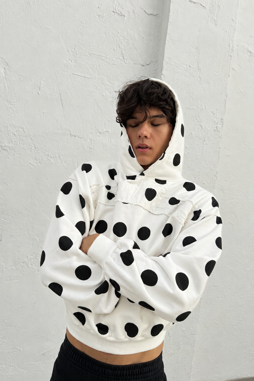 Raw Dots White Hoodie - 5