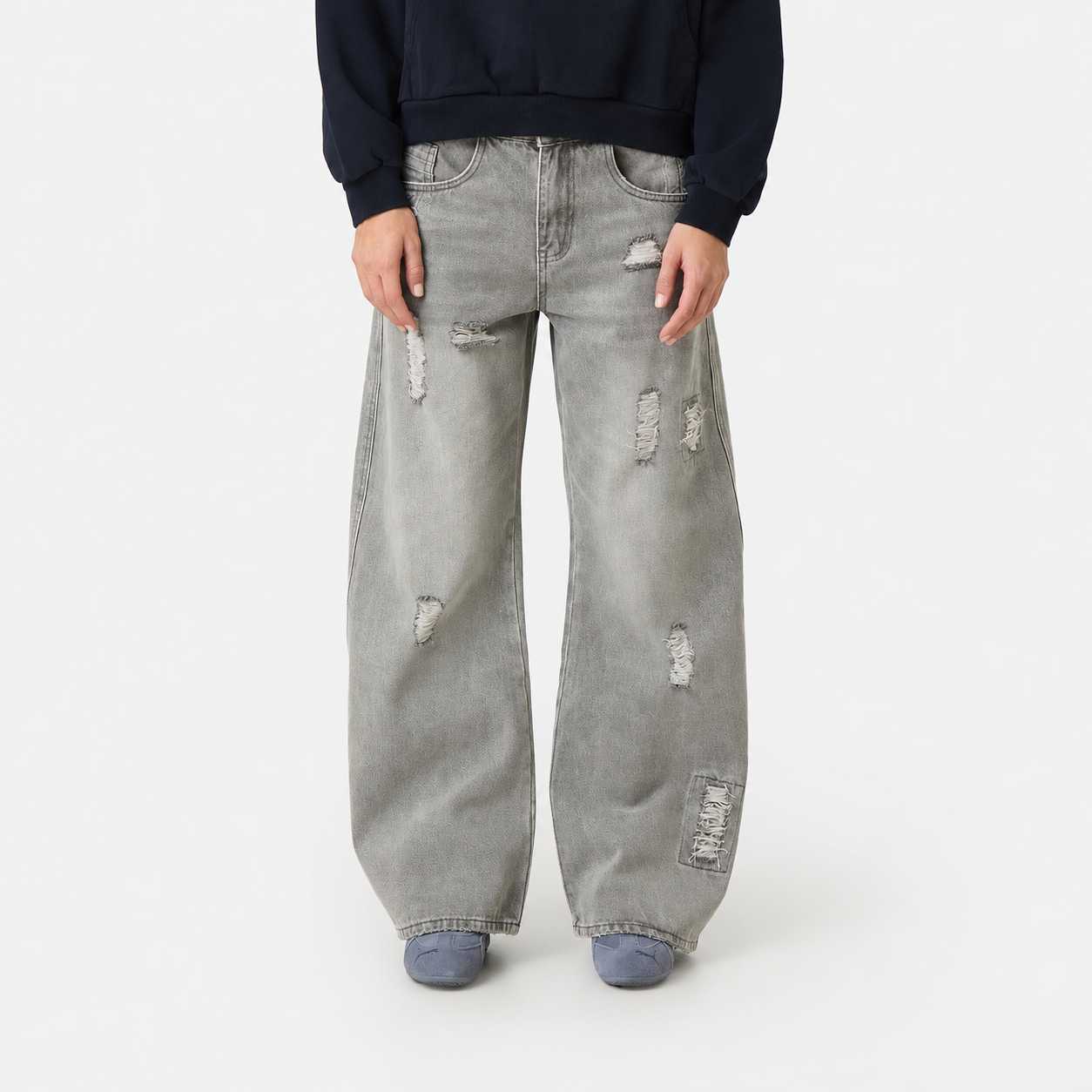 Morgan Grey Balloon Denim Pants