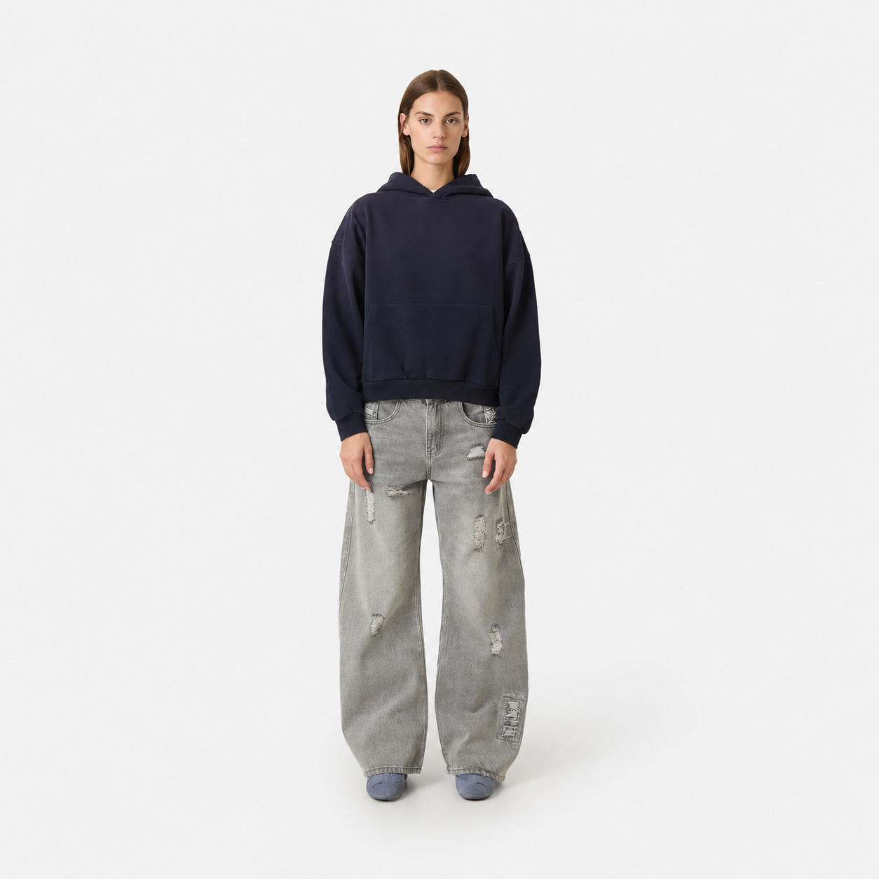 Morgan Grey Balloon Denim Pants