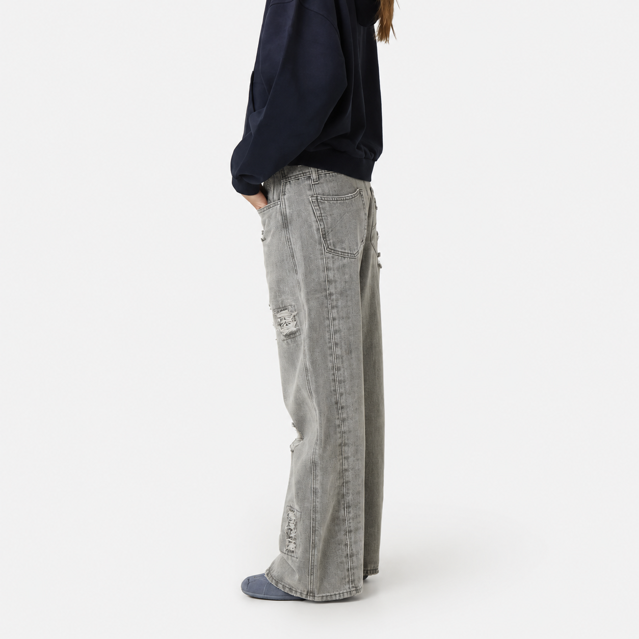 Morgan Grey Balloon Denim Pants