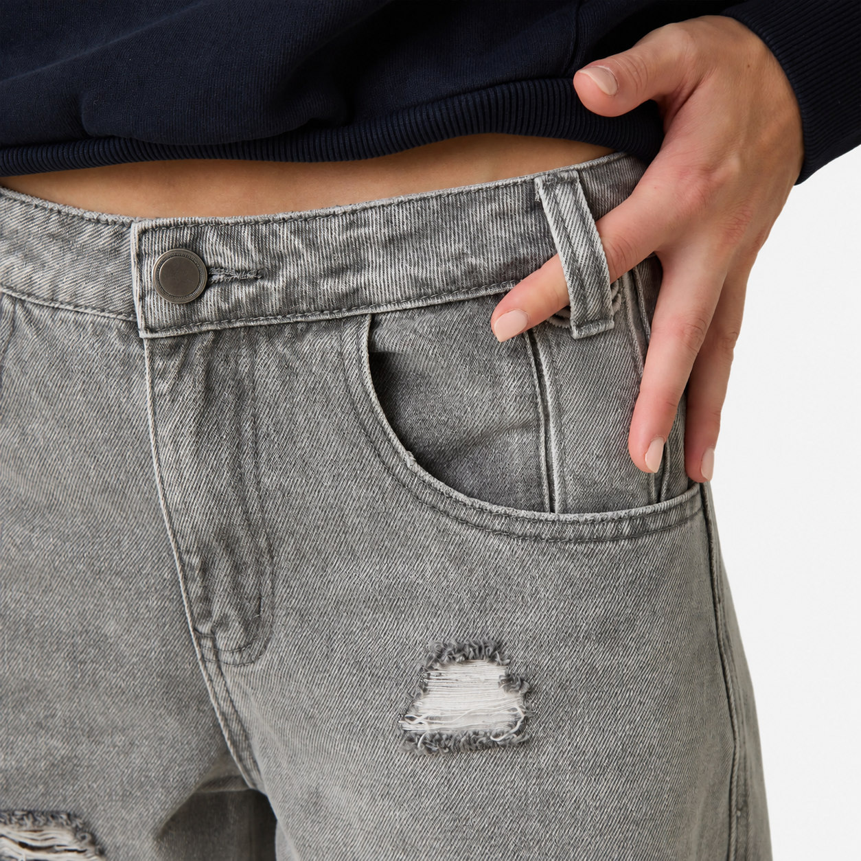 Morgan Grey Balloon Denim Pants