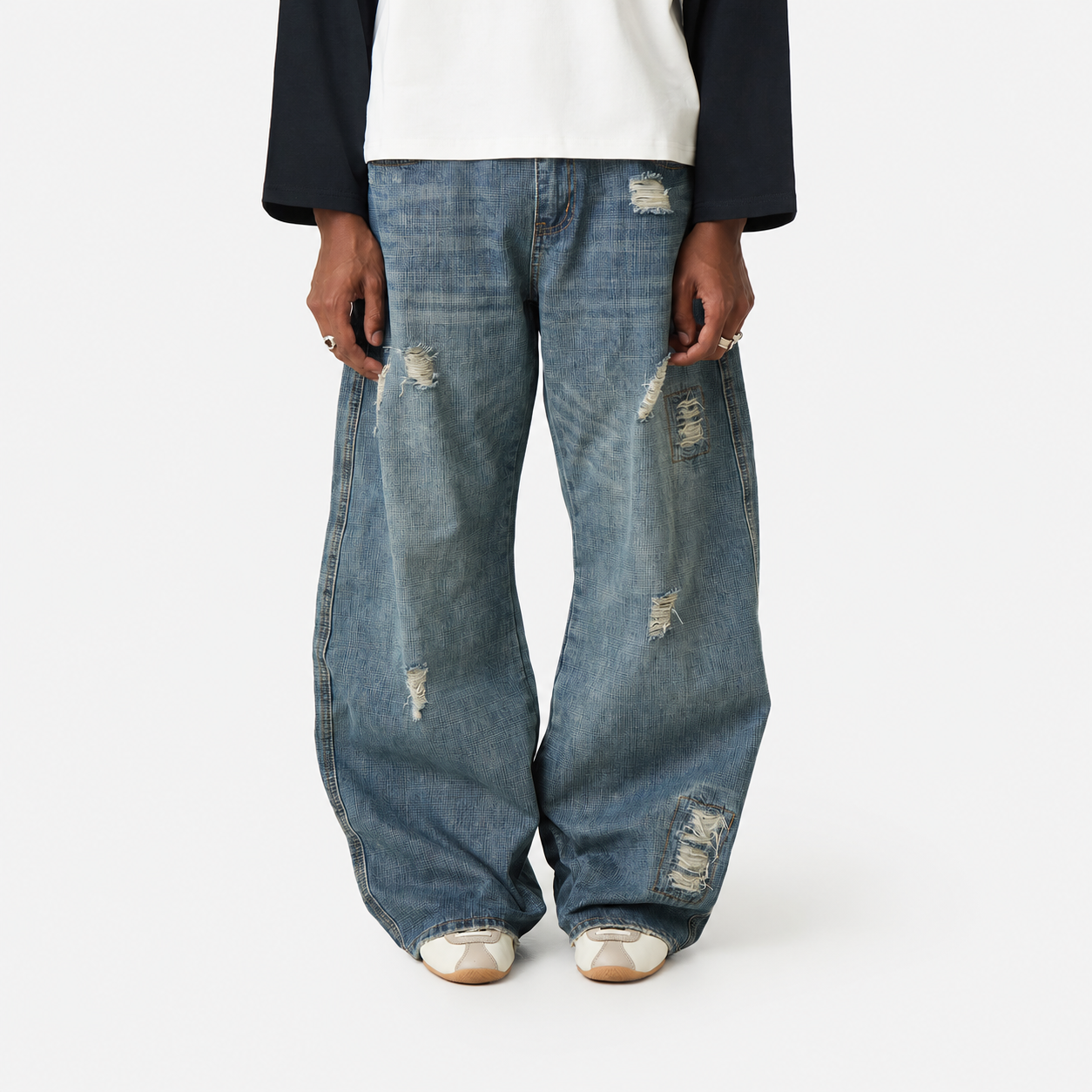 Morgan Blue Balloon Denim Pants