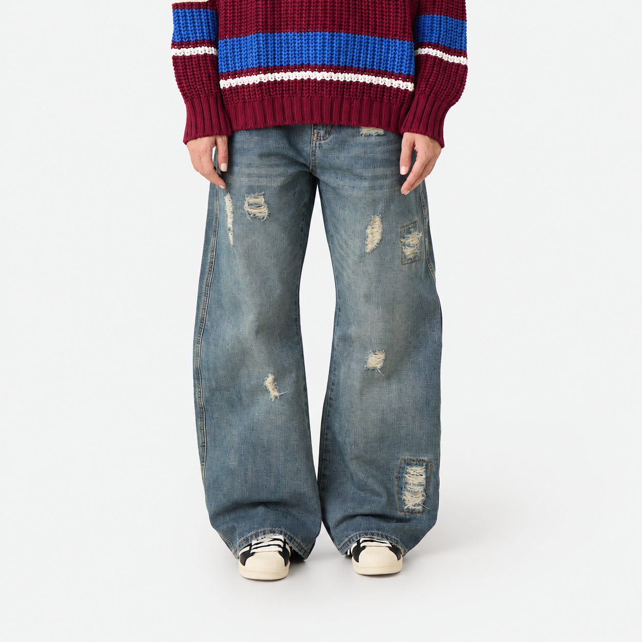 Morgan Blue Balloon Denim Pants