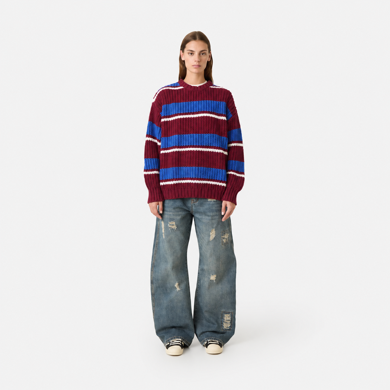 Morgan Blue Balloon Denim Pants