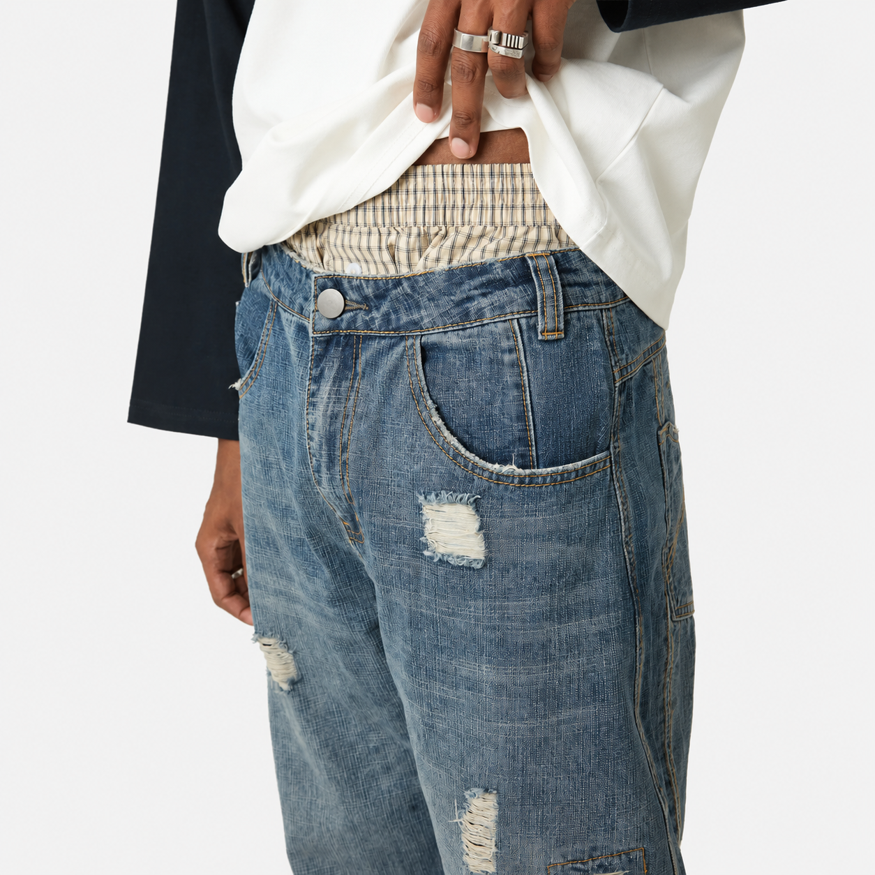 Morgan Blue Balloon Denim Pants