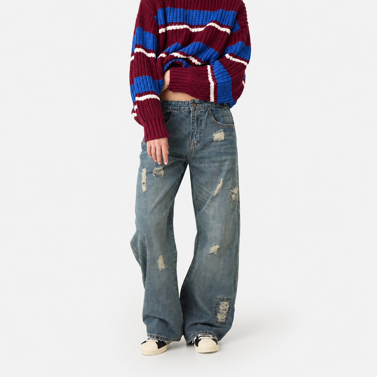 Morgan Blue Balloon Denim Pants