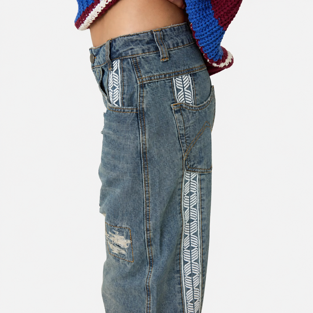Morgan Blue Balloon Denim Pants