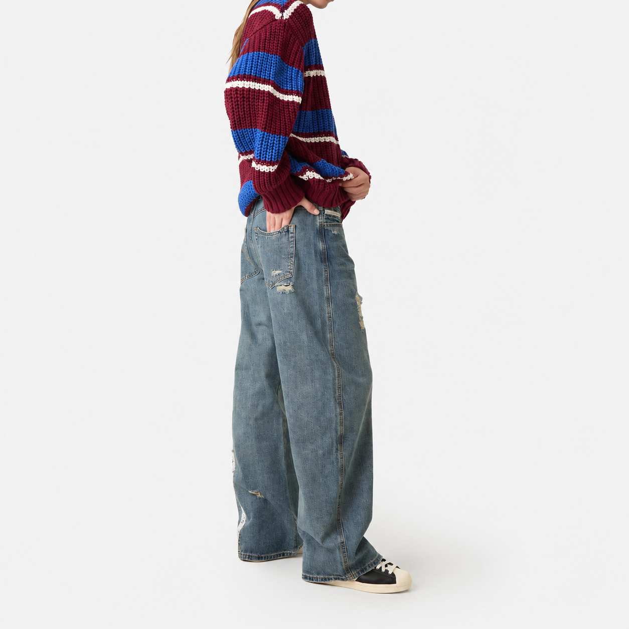 Morgan Blue Balloon Denim Pants
