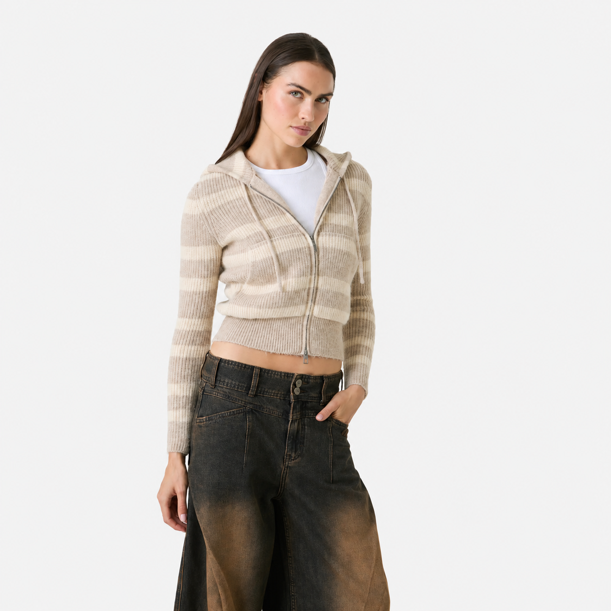 Cala Striped Zipper Knit