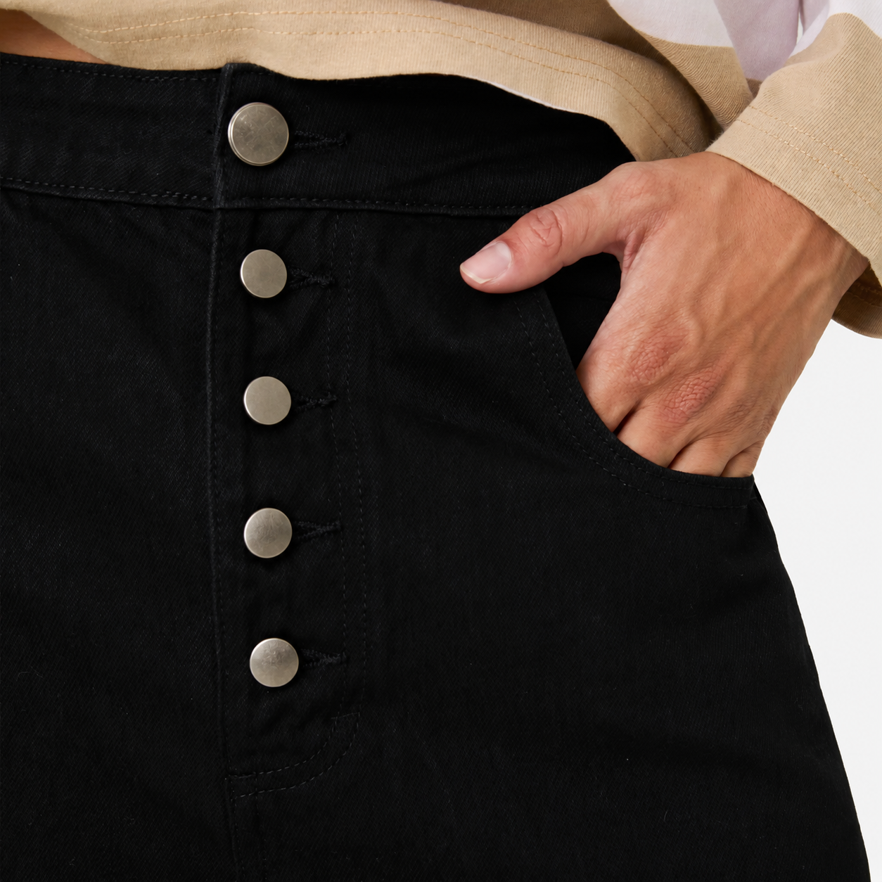 Button Black Pants