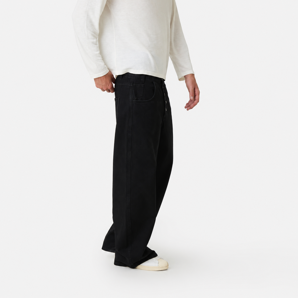 Button Black Pants