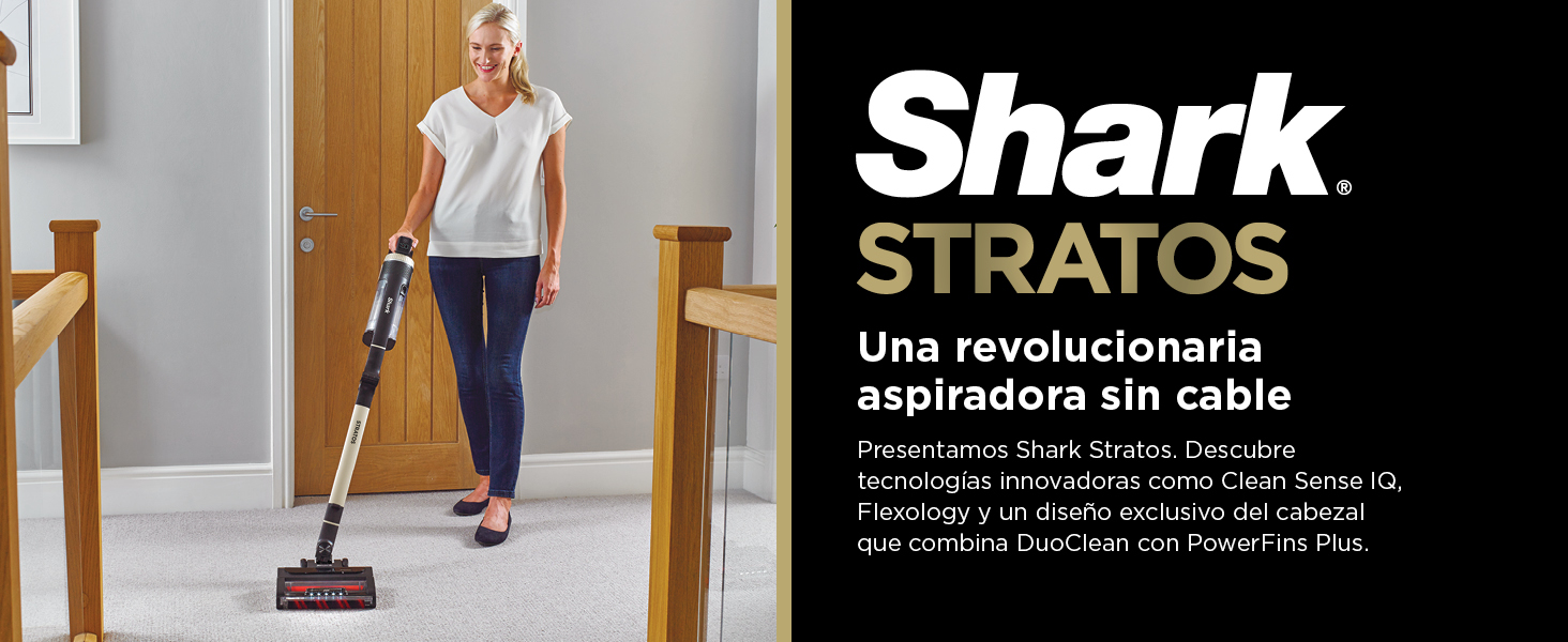Shark Stratos Aspiradora sin cable, 120 min autonomía (2 baterías), Anti Hair Wrap, Clean Sense IQ