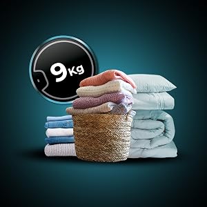 Pralka ładowana od przodu 9 kg biała, 1400 obr./min, silnik inwerterowy plus, para i klasa A.