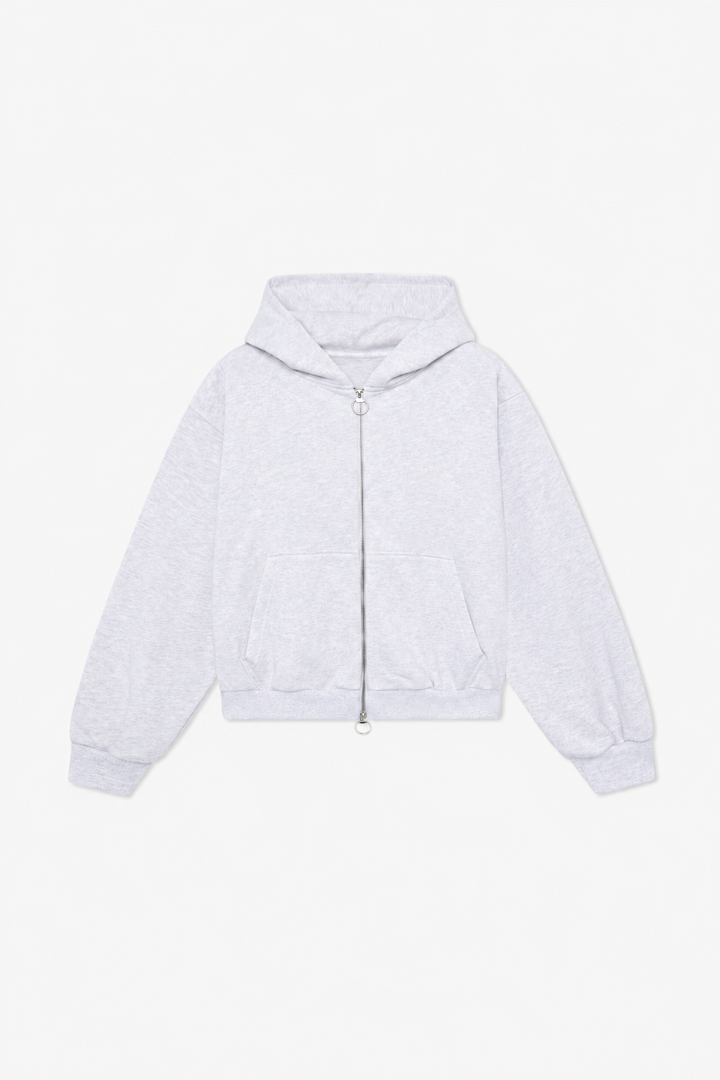 Grey Melange Zip Hoodie