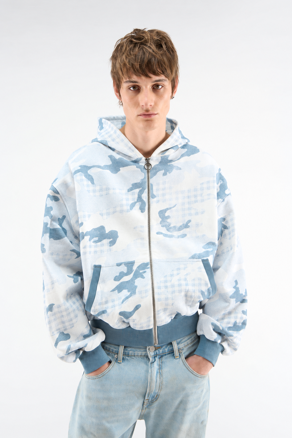 Blue Camo Zip Hoodie