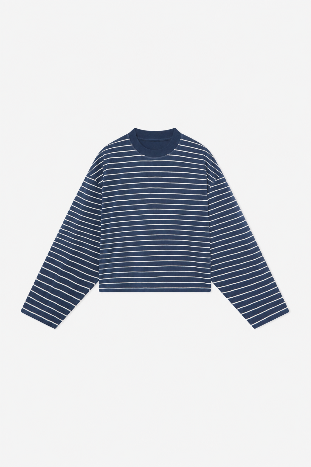 Navy Fine-Stripe Long-Sleeve Top