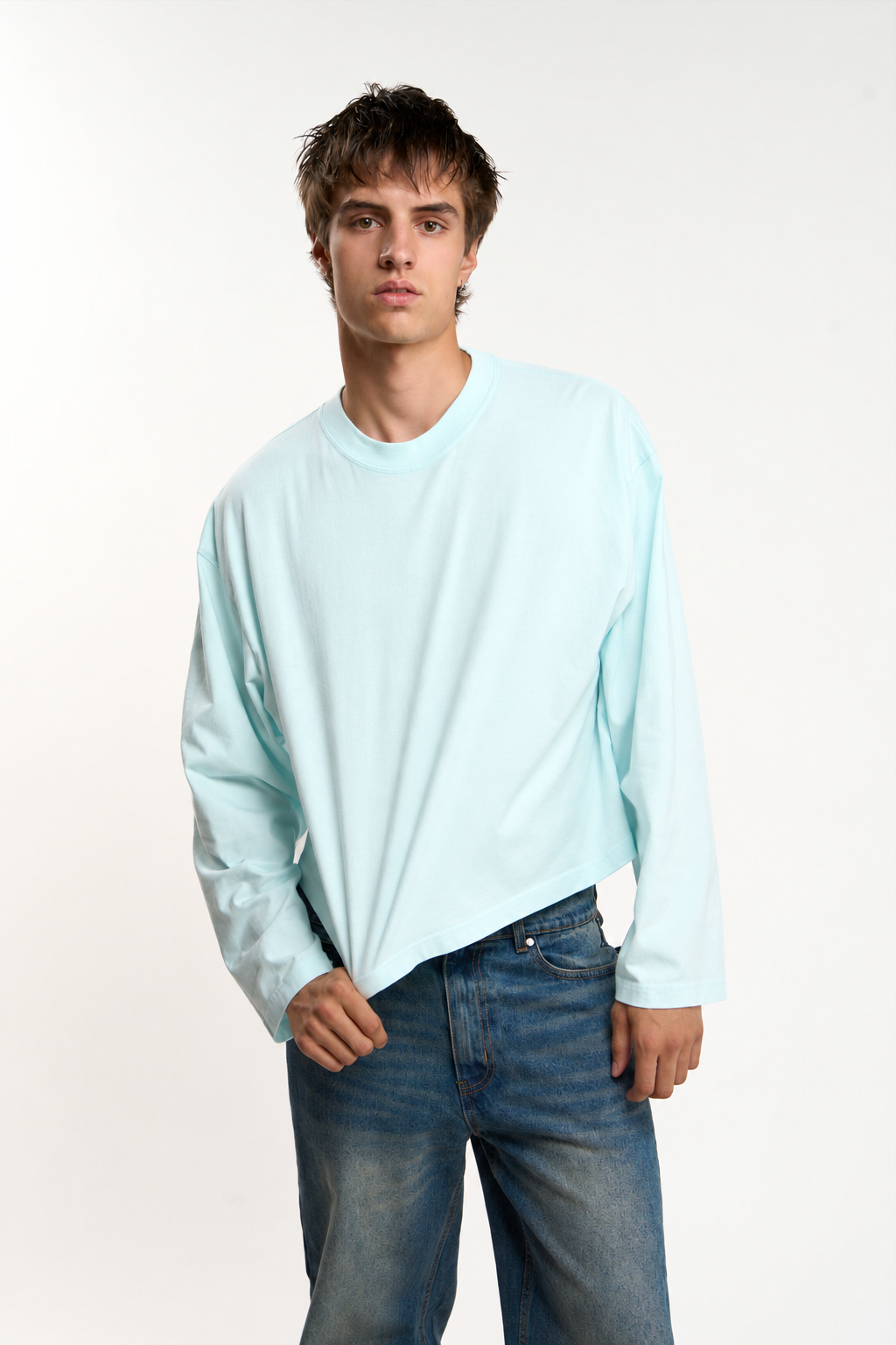 Pale Blue Long-Sleeve Top