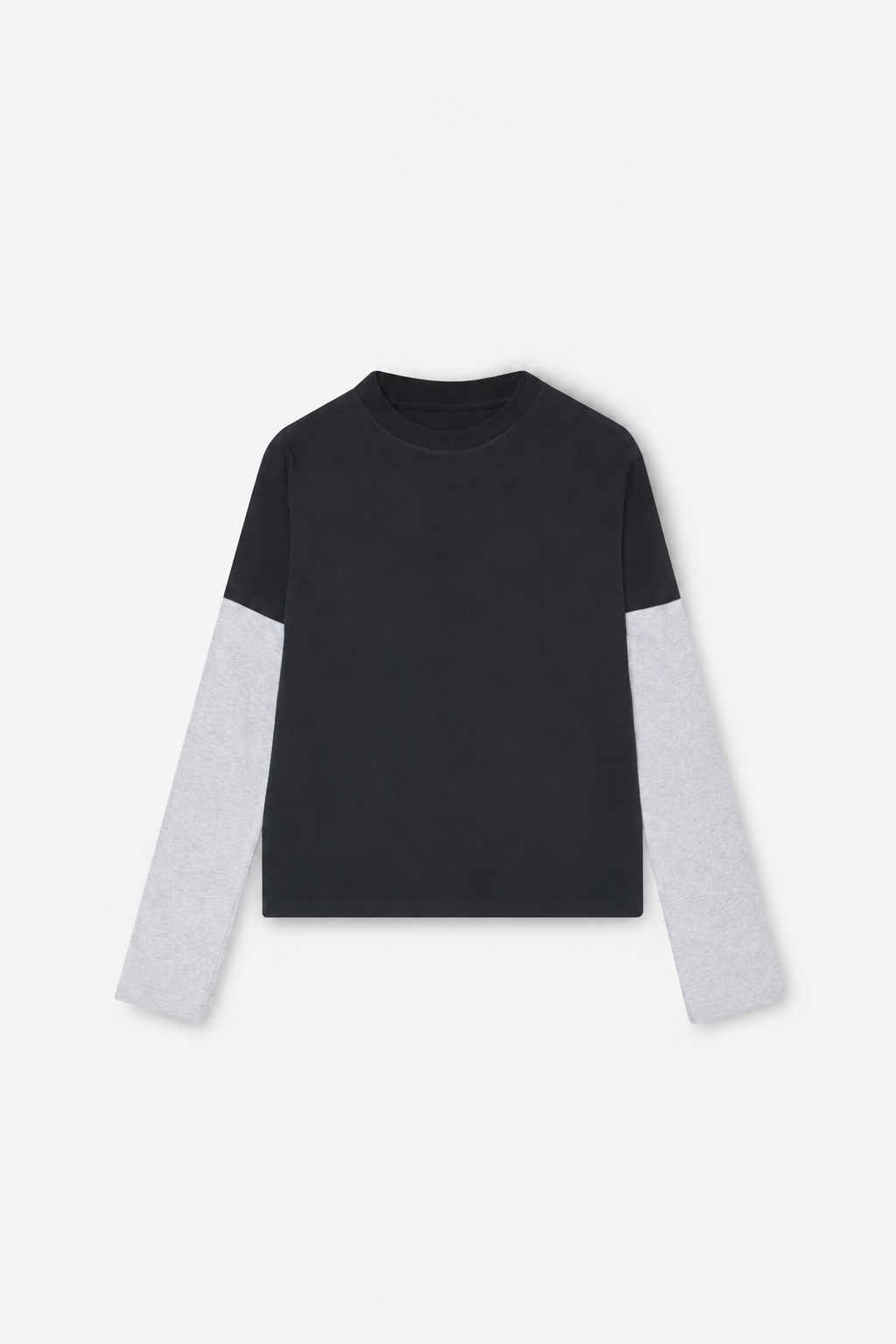 Black and Grey Layered Long-Sleeve Top