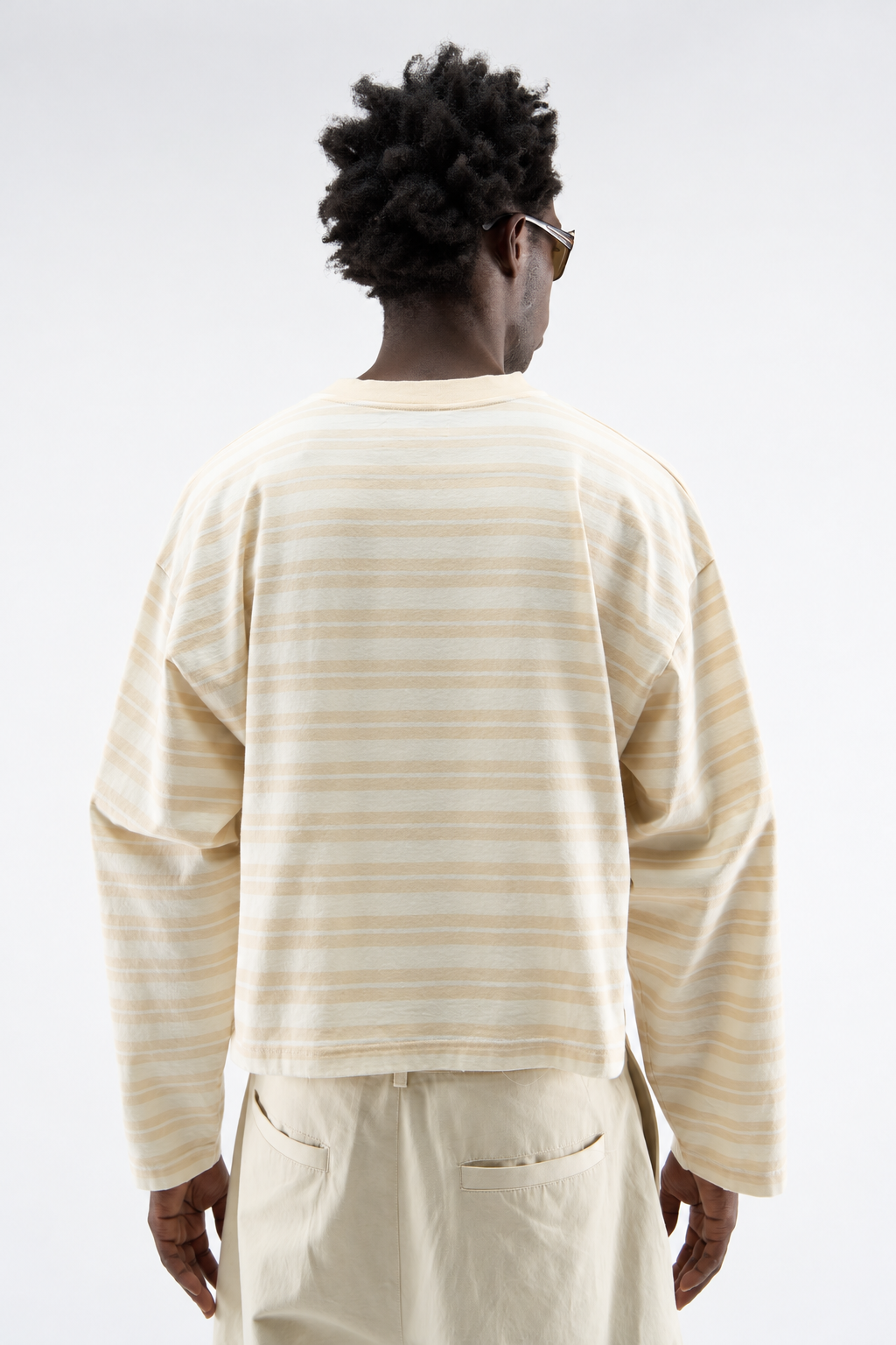 Ecru Striped Long-Sleeve Top