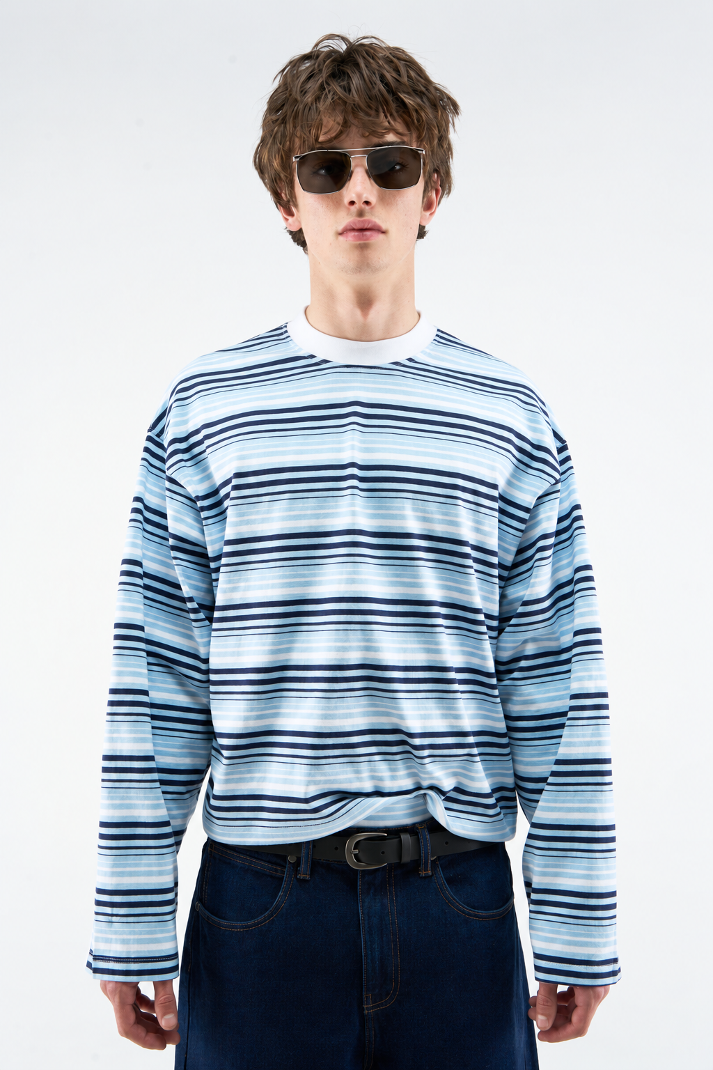 Blue Multi-Stripe Long-Sleeve Top