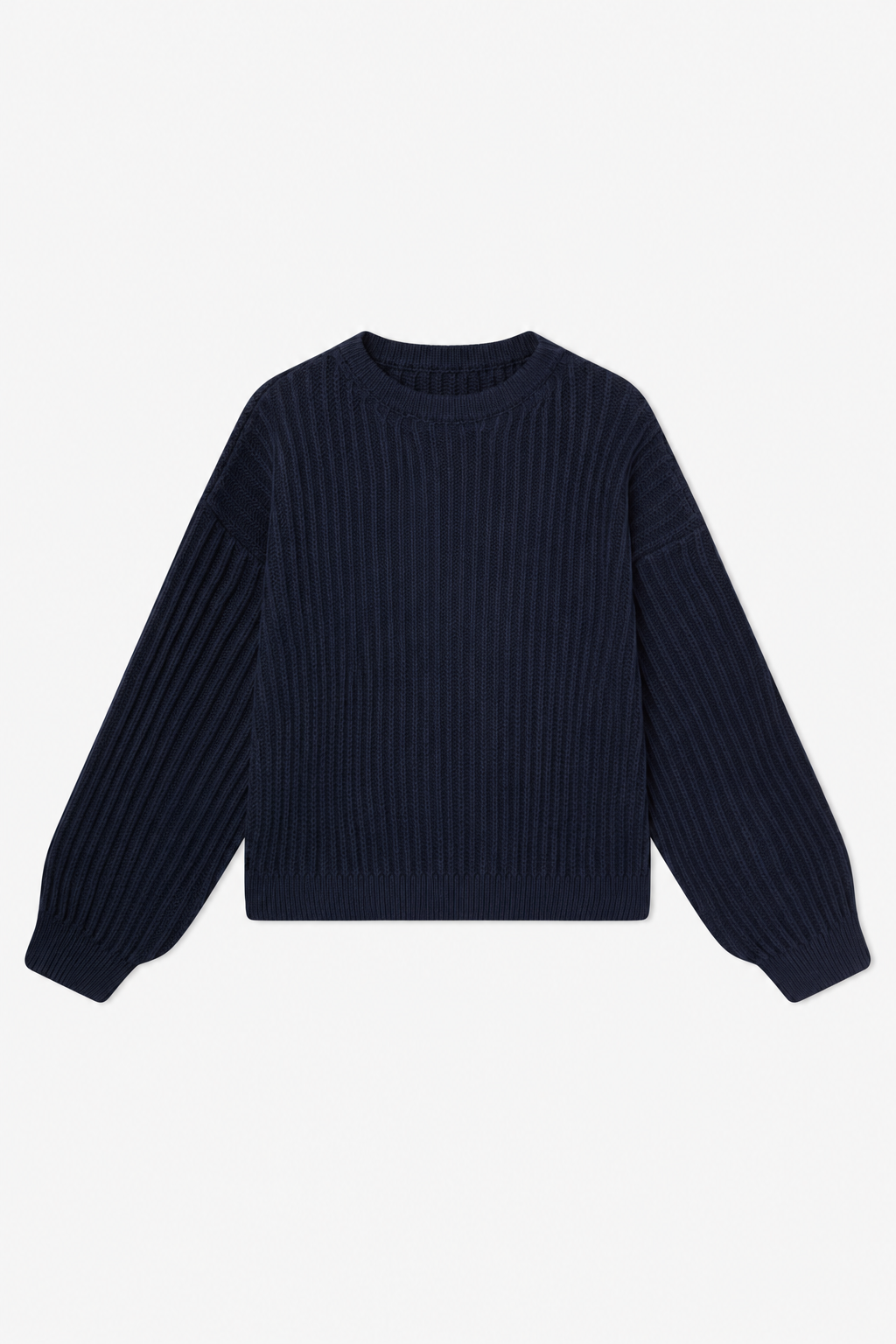 Navy Ribbed Knit Sweater
