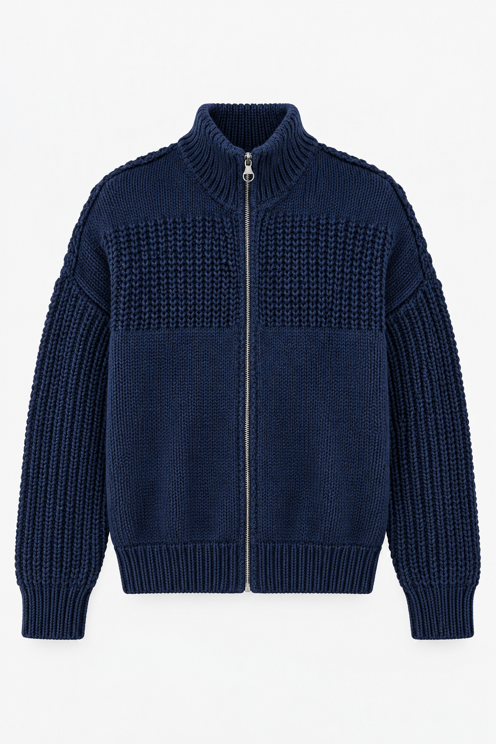 Navy Zip Knit Cardigan