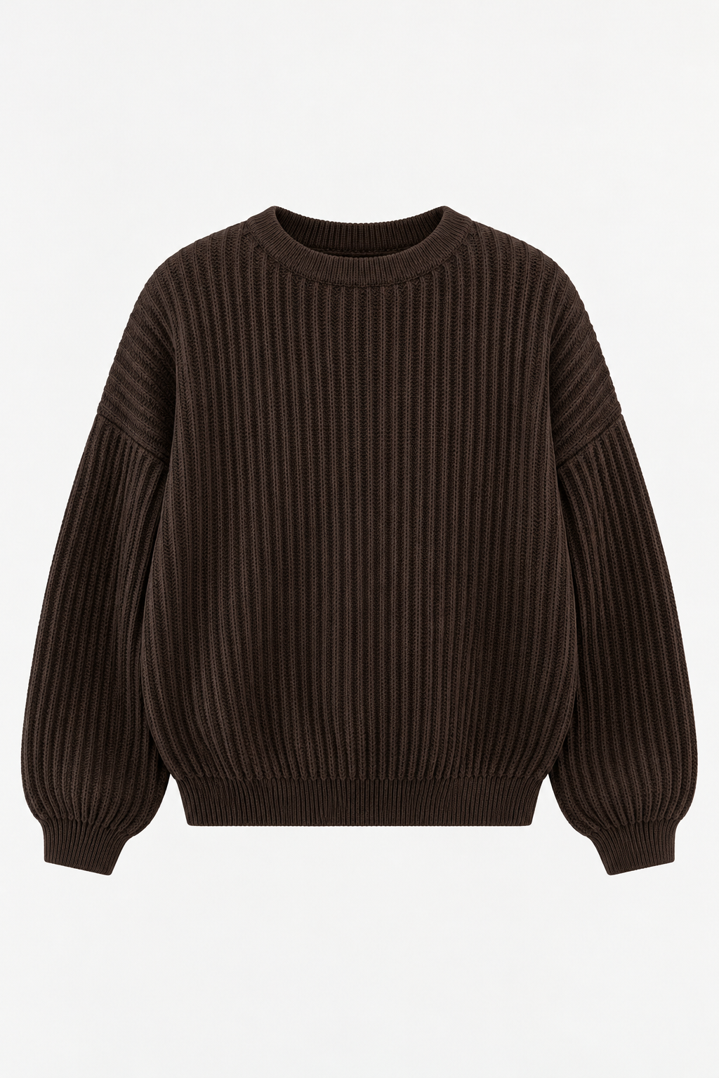 Brown Ribbed Knit Sweater