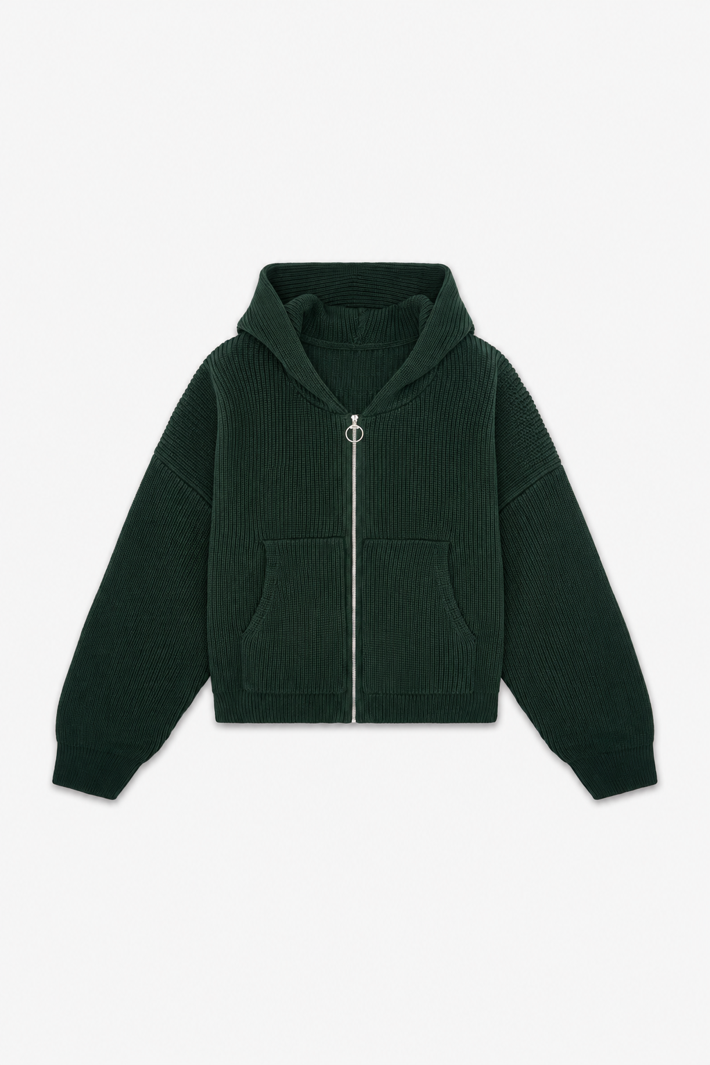 Forest Green Hooded Knit Cardigan