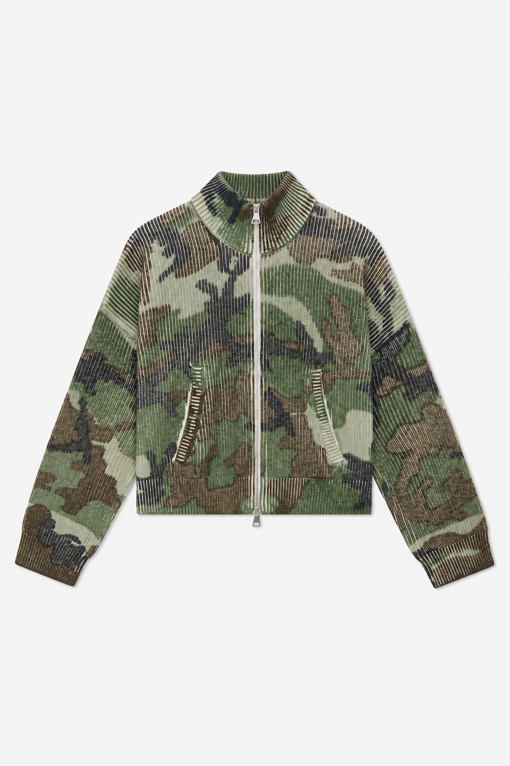 Camo Zip Knit Cardigan