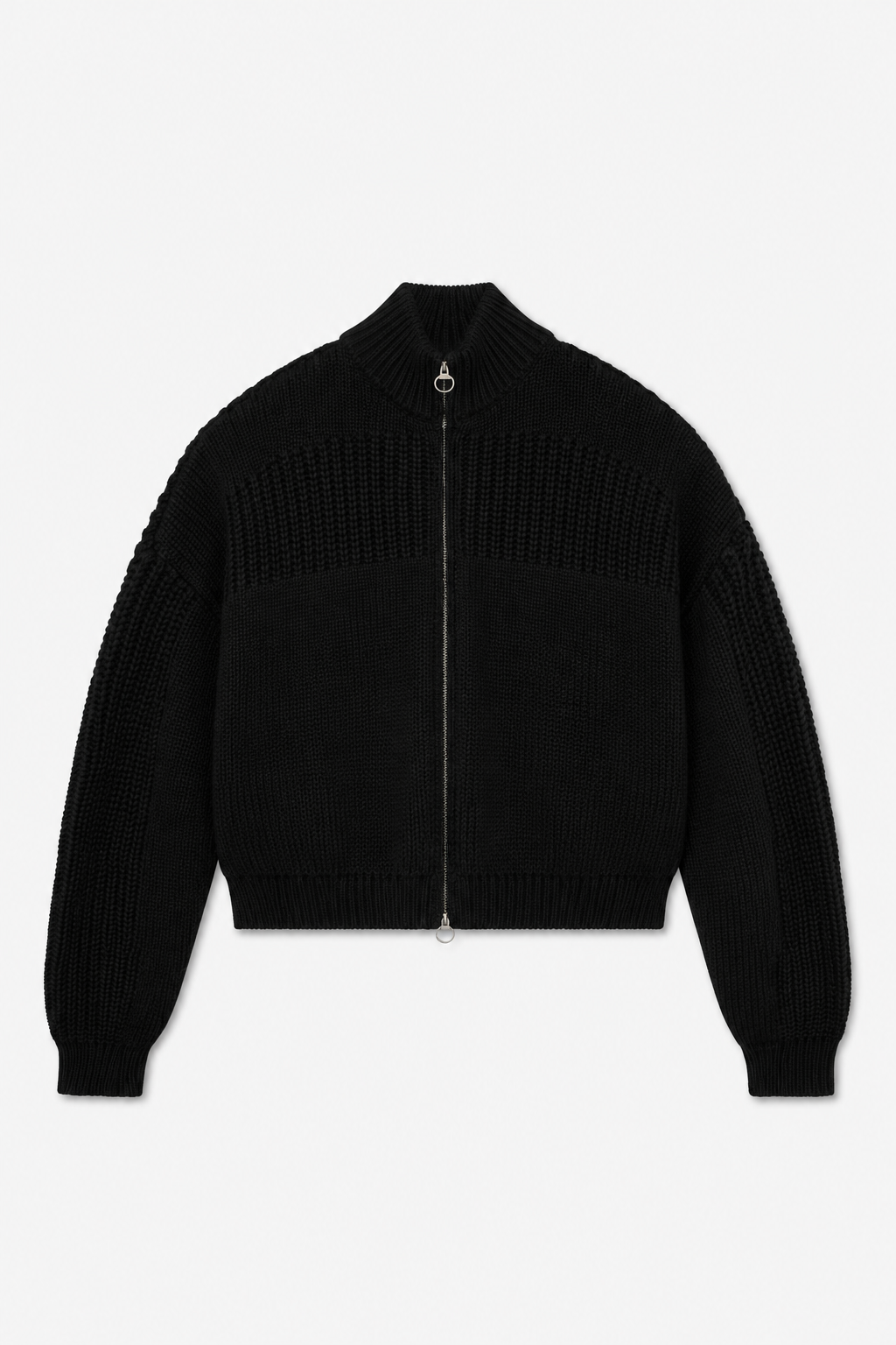 Black Zip Knit Cardigan