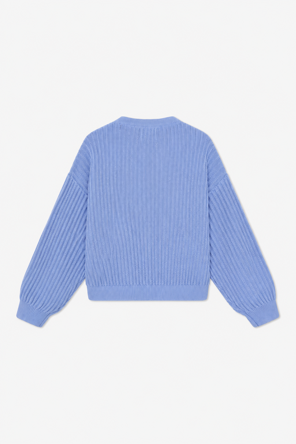 Light Blue Ribbed Knit Sweater