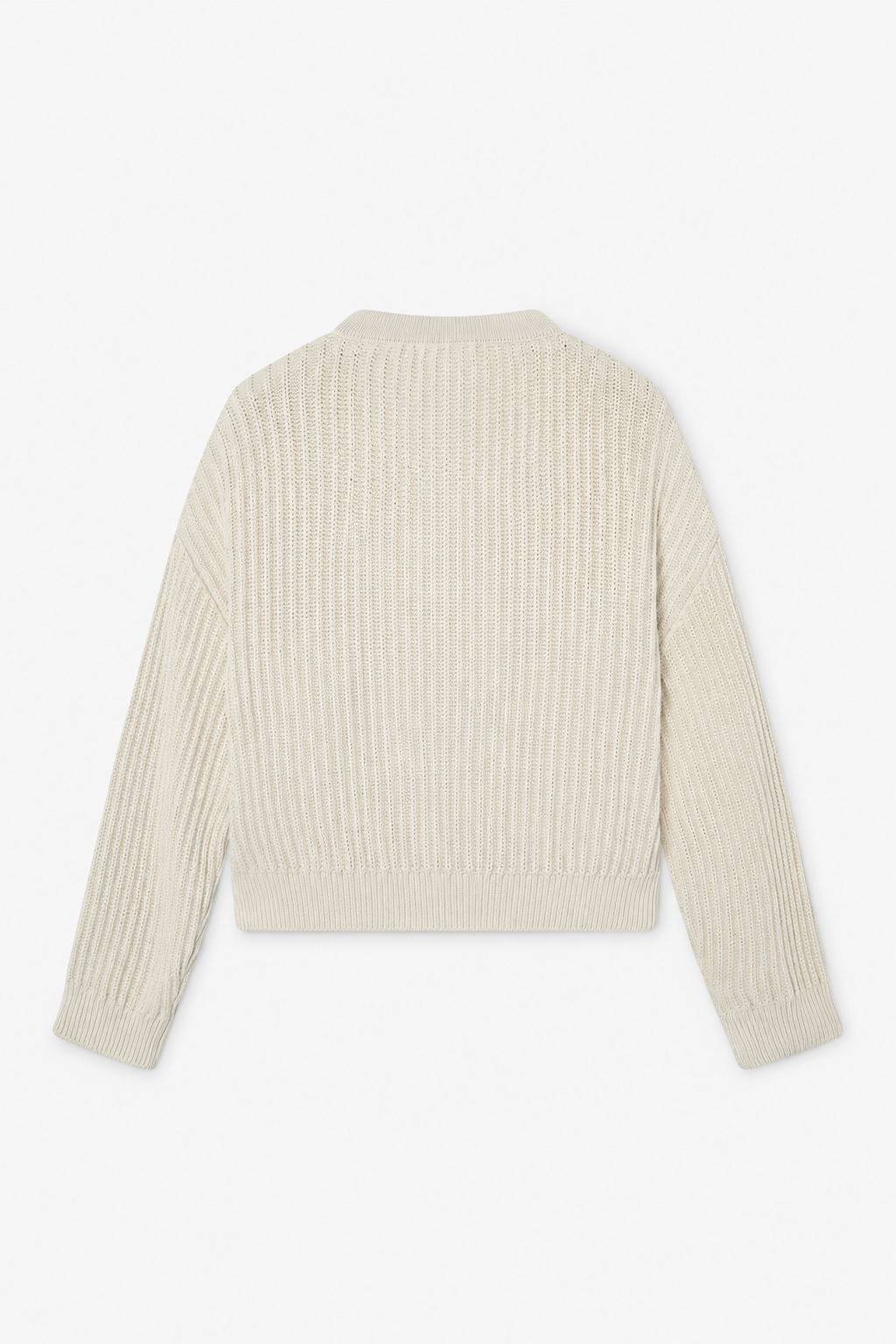 Ecru Ribbed Knit Sweater