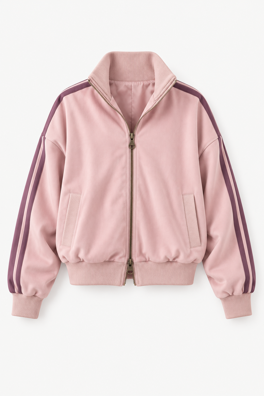 Pink Contrast-Stripe Track Jacket