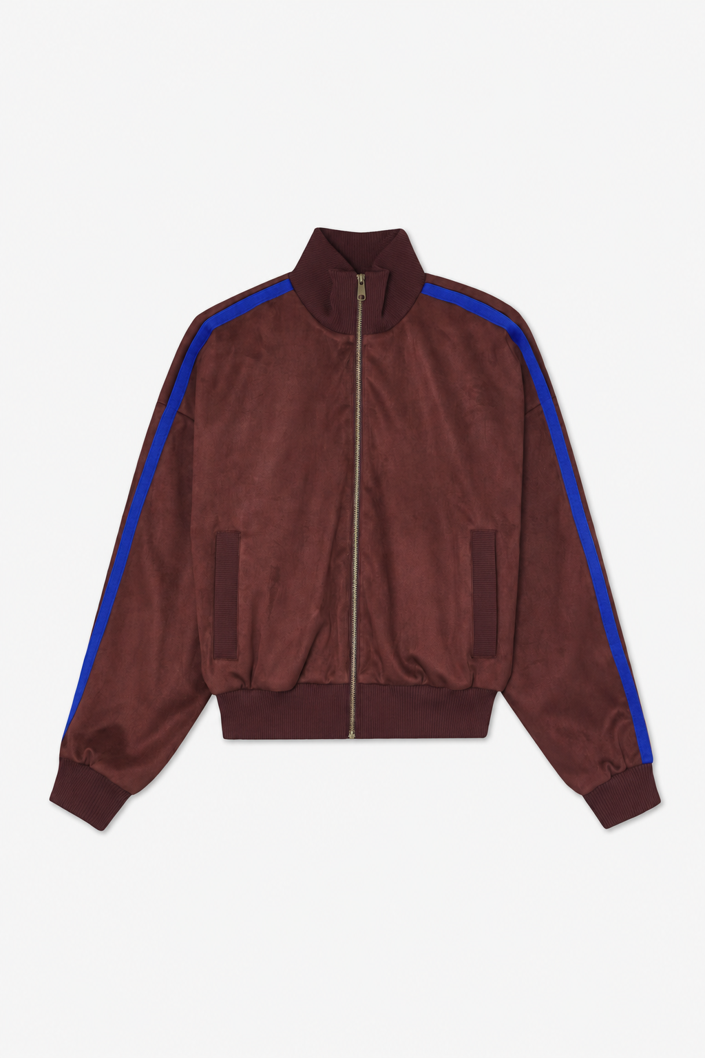Burgundy Contrast-Stripe Track Jacket