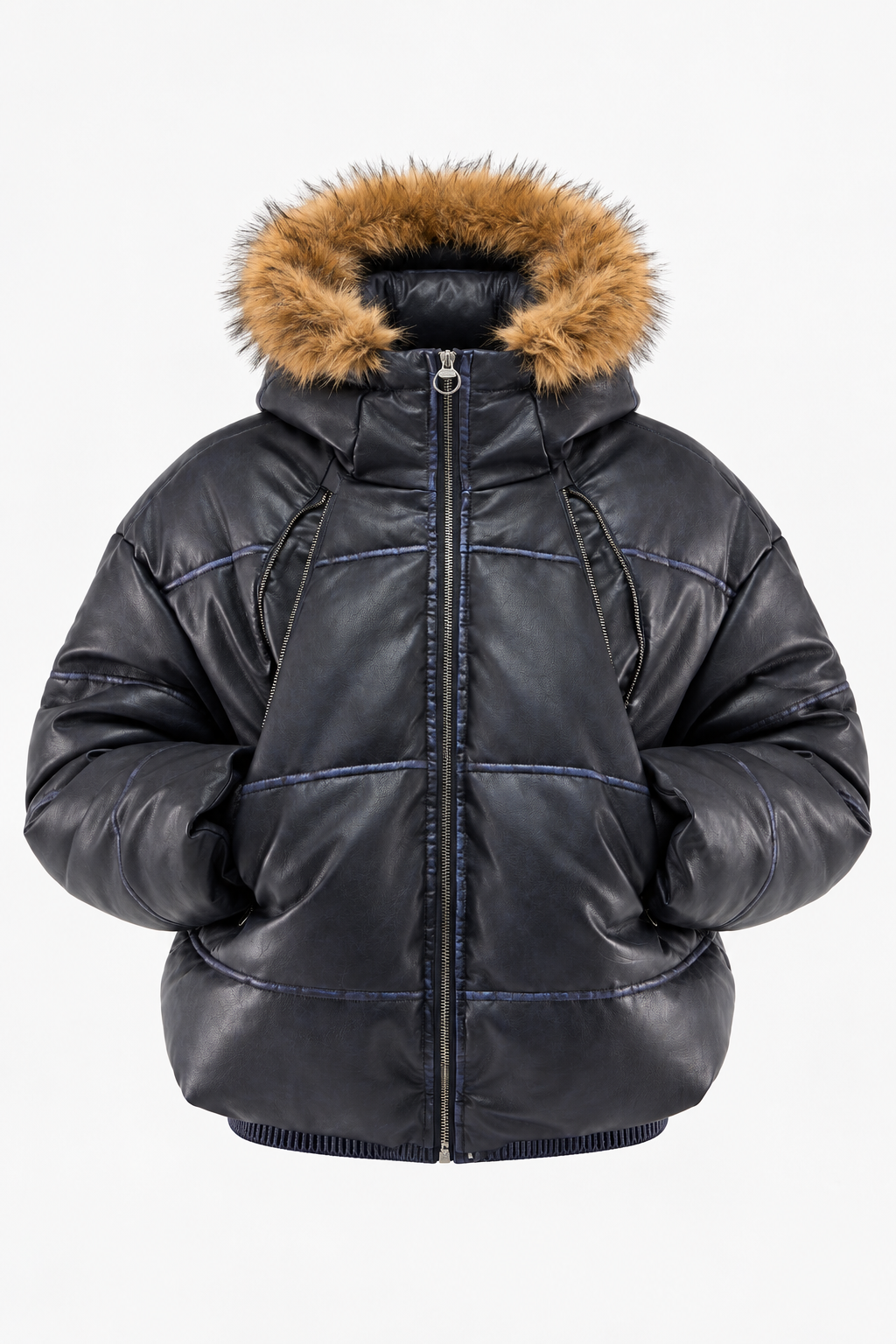 Black Fur-Trim Puffer Jacket