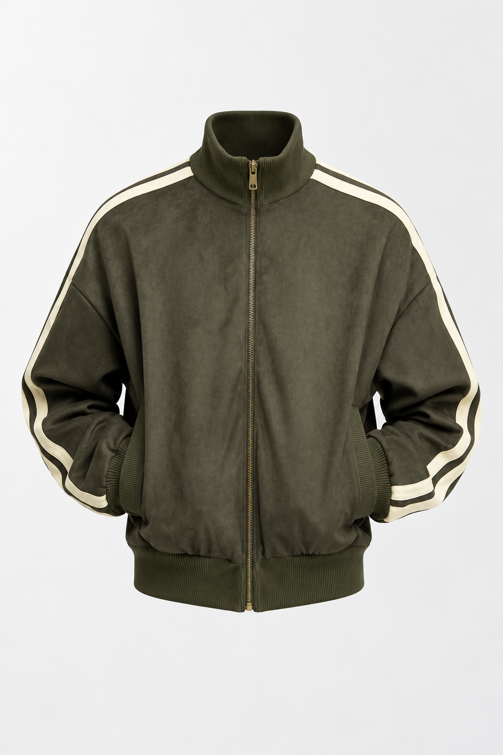 Olive Contrast-Stripe Track Jacket